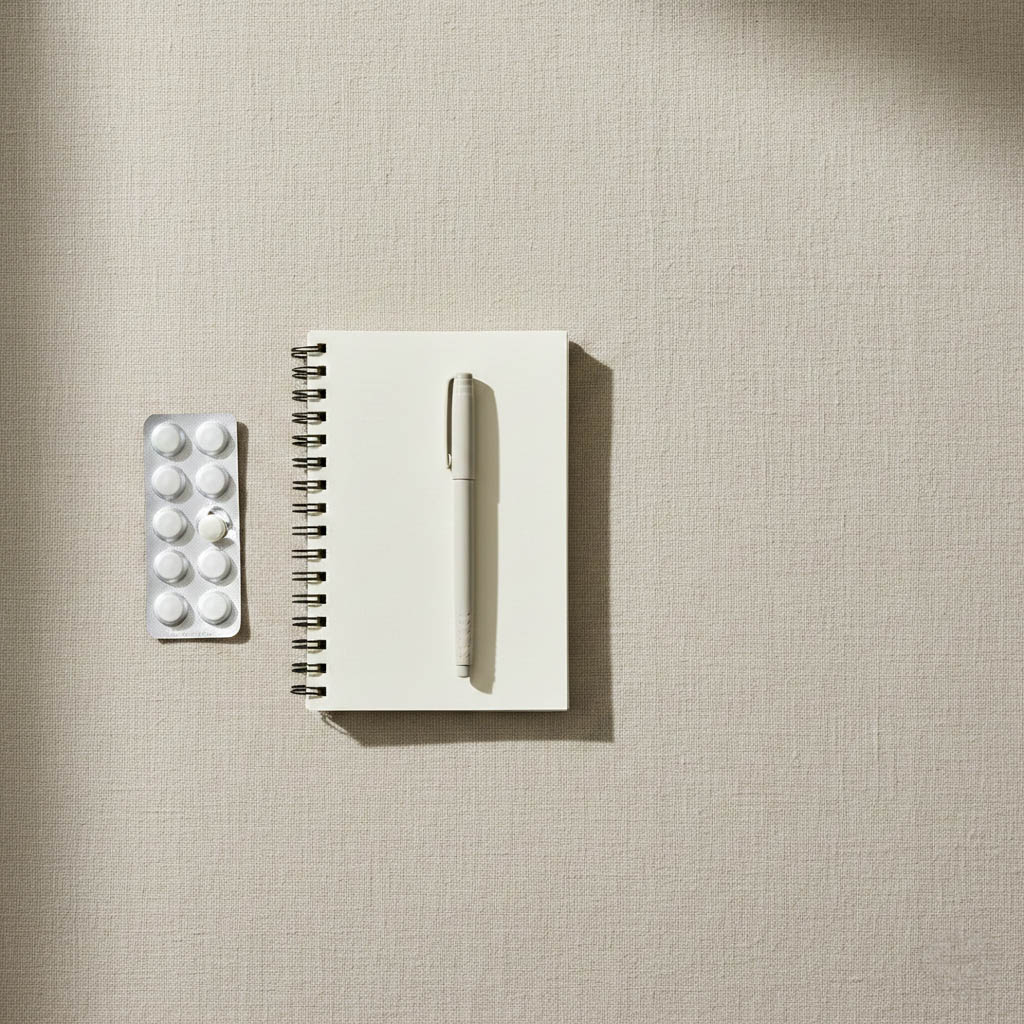 writing pad and medication blister pack