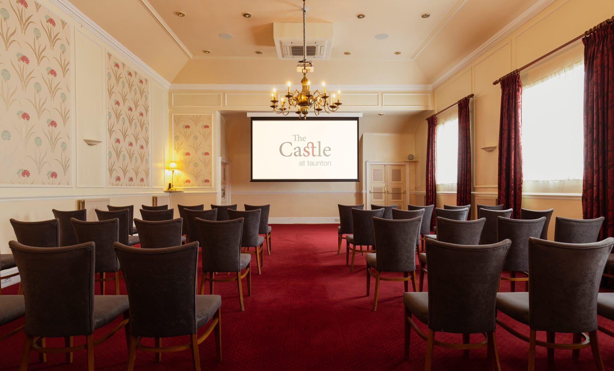 The Music Room at The Castle Hotel, Taunton — chairs set for a workshop presentation